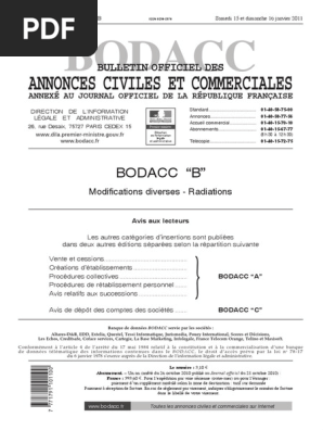 BODACC-B 20110011 0001 p000 | PDF | Business