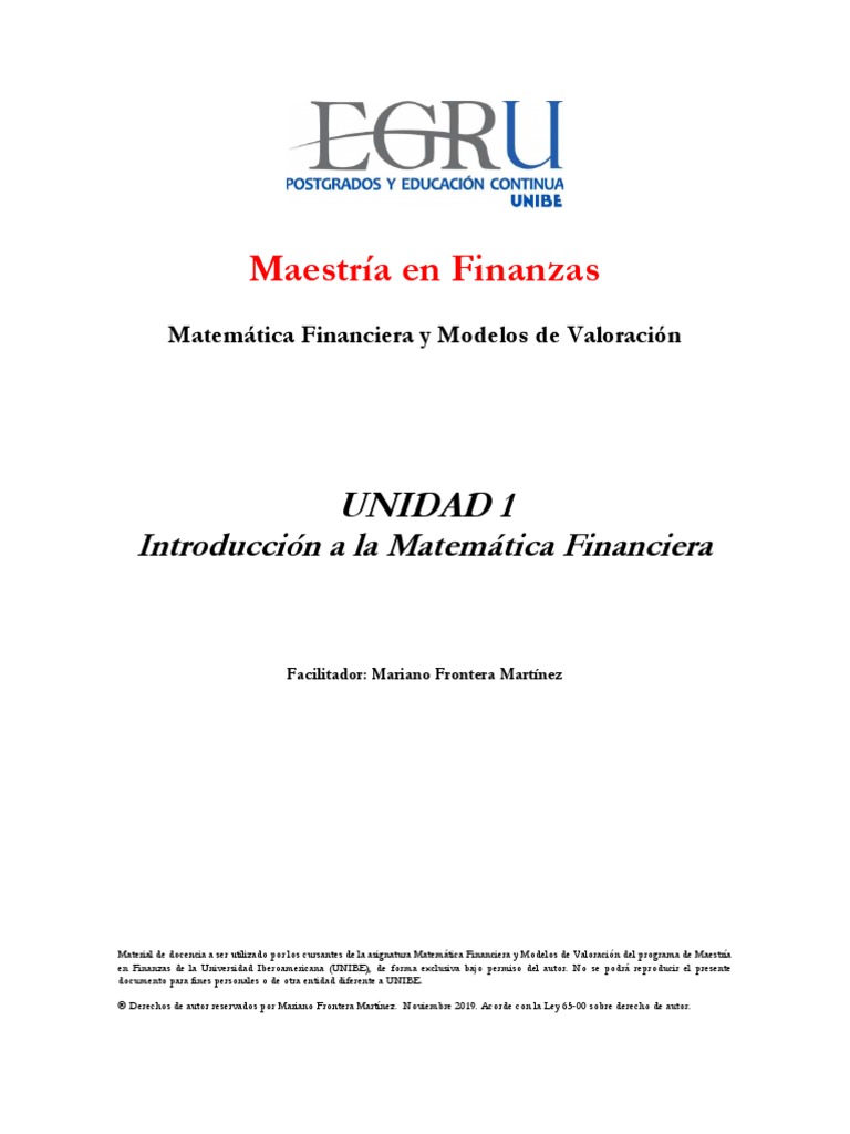 1 - Introducción A La Matemática Financiera PDF | PDF | Interés | Tasa ...