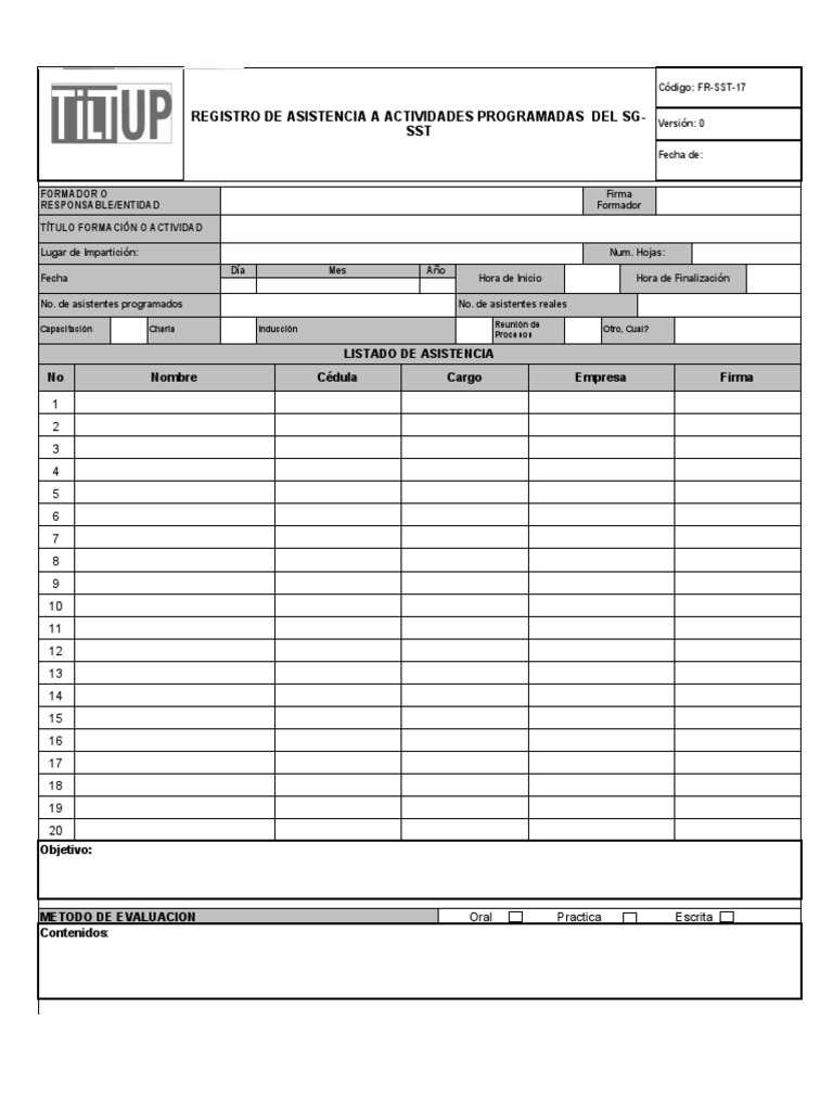 Formatos de Asistencia A Ctividades Programas | PDF