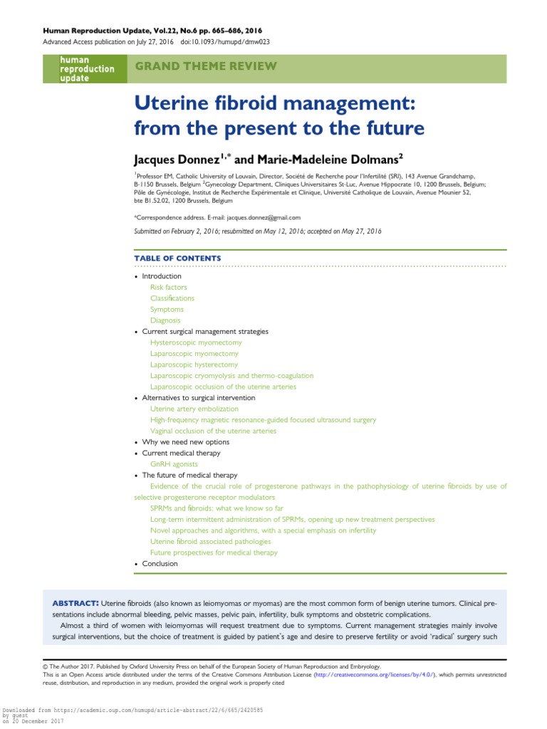 Uterine Fibroid Management From The Present To The PDF | PDF | Women's ...