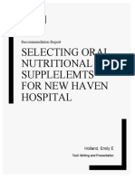 Selecting Oral Nutritional Supplelemts For New Haven Hospital