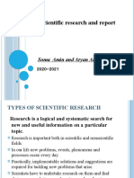 Types of Scientific Research and Report: Soma Amin and Aryan Ahmed 2020-2021
