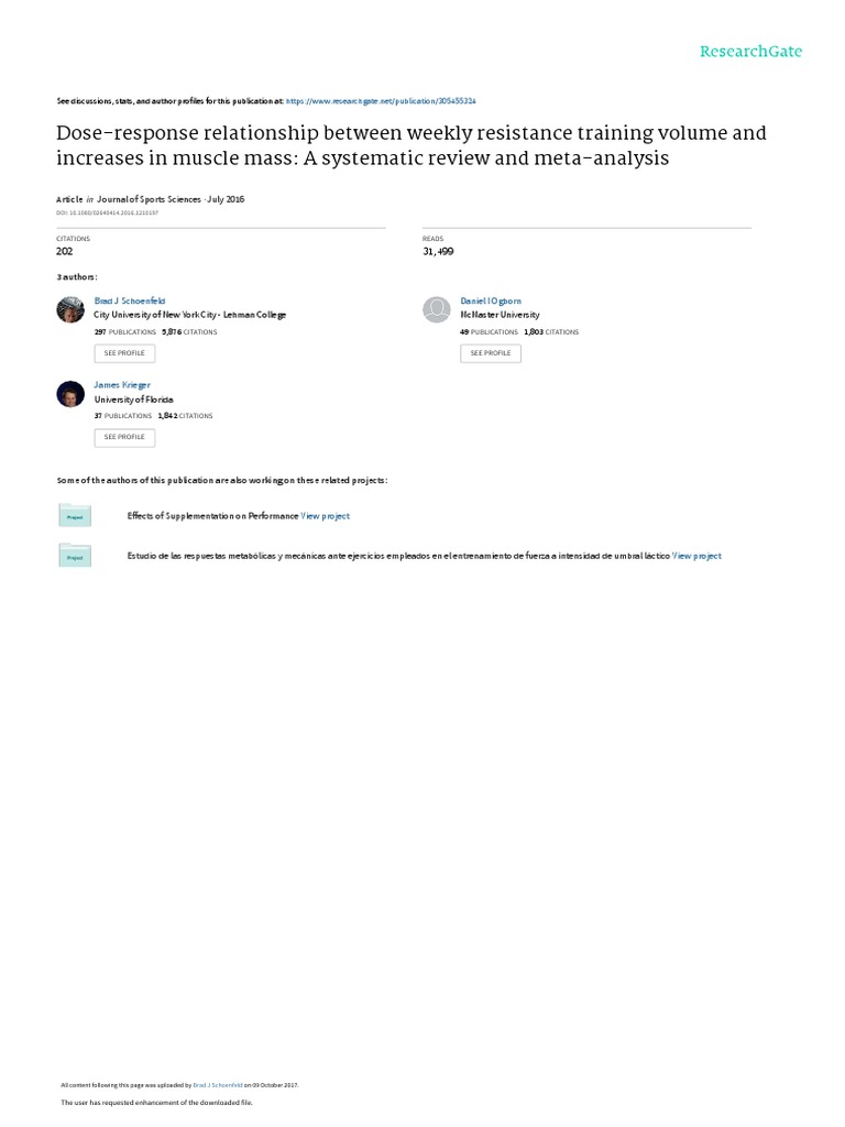 Dose Response Relationship Between Weekly Resistance Training Volume