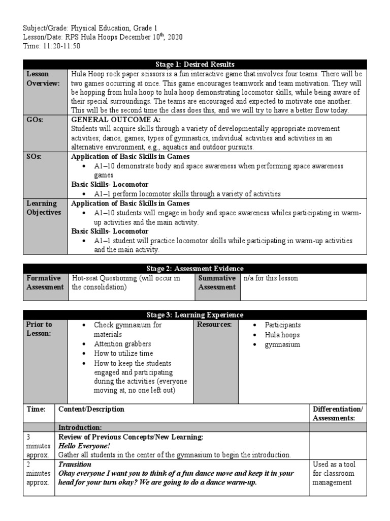 Pe - Rps Hula Hoop December 10th | PDF | Physical Education | Color