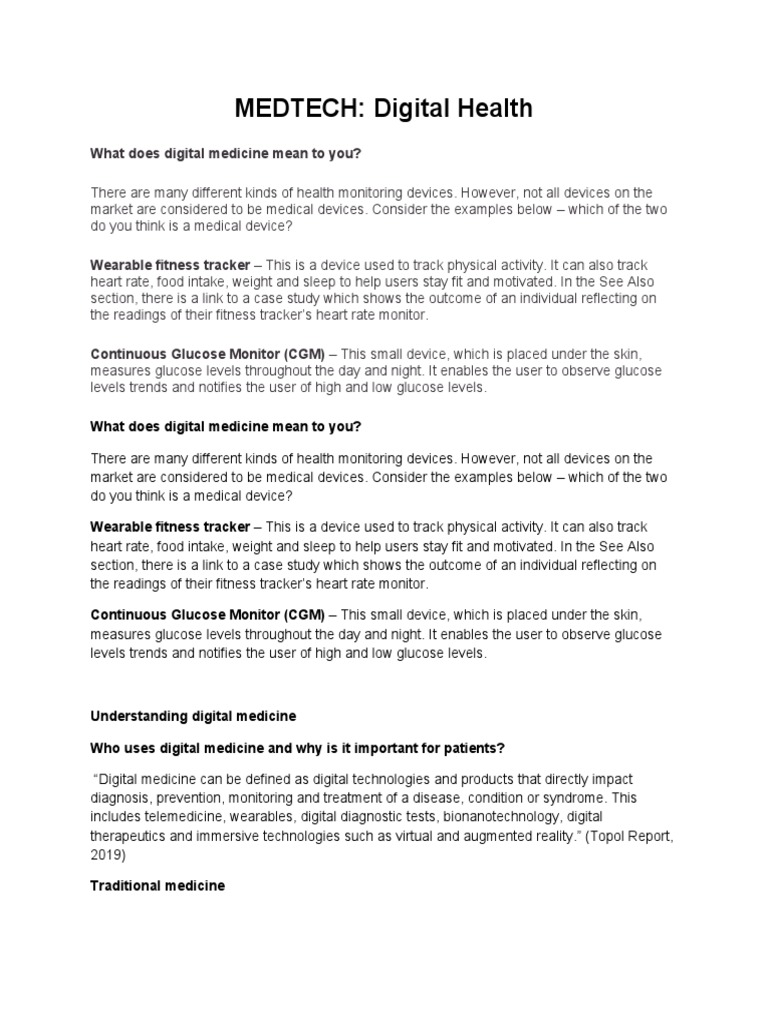 Digital Health in Medical Technology PDF Medical Diagnosis Health