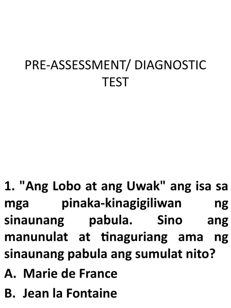 Pre-Assessment Fil 7 | PDF