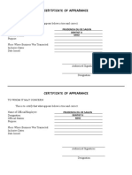 Certificate of Appearance: Prudencia Du-De Sagun Dentist Ii MHO