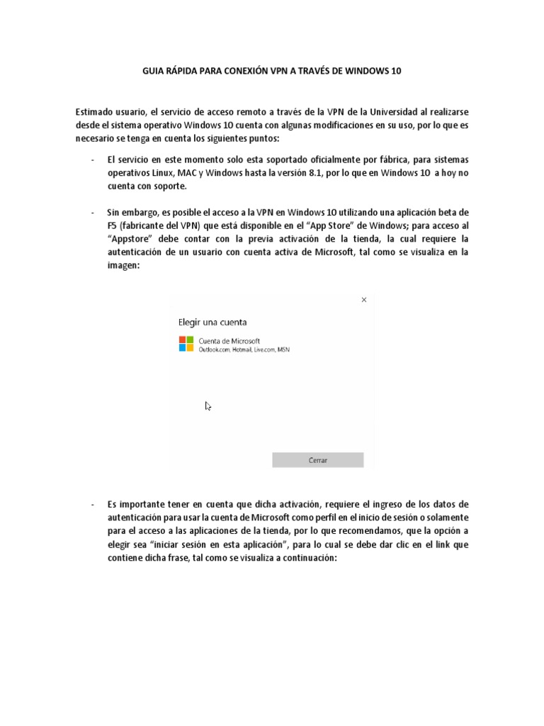 Conexión VPN en Windows 10: Guía Rápida | PDF | Windows 10 | Red ...