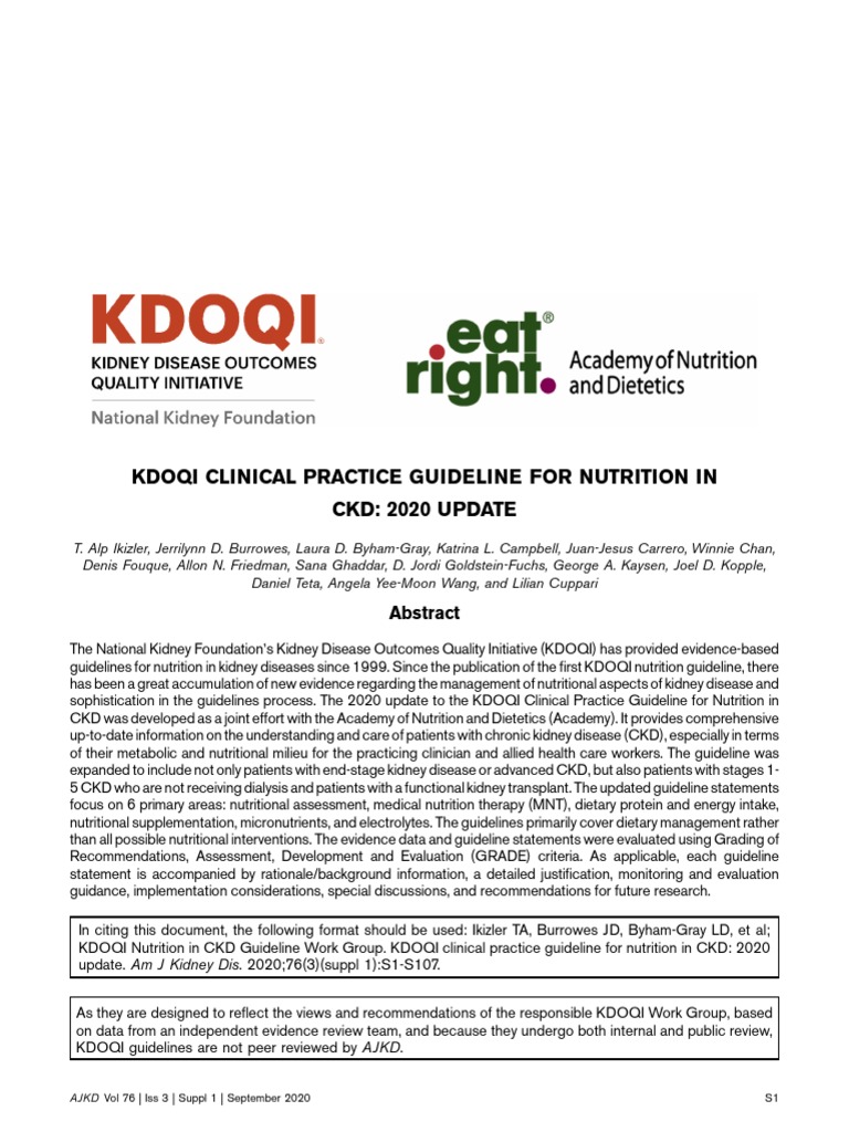 KDOQI Guidelines 2020 PDF PDF Chronic Kidney Disease Systematic