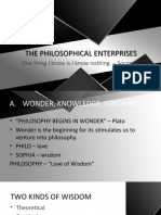 The Philosophical Enterprises The Philosophical Enterprises: One Thing I Know Is I Know Nothing. - Socrates