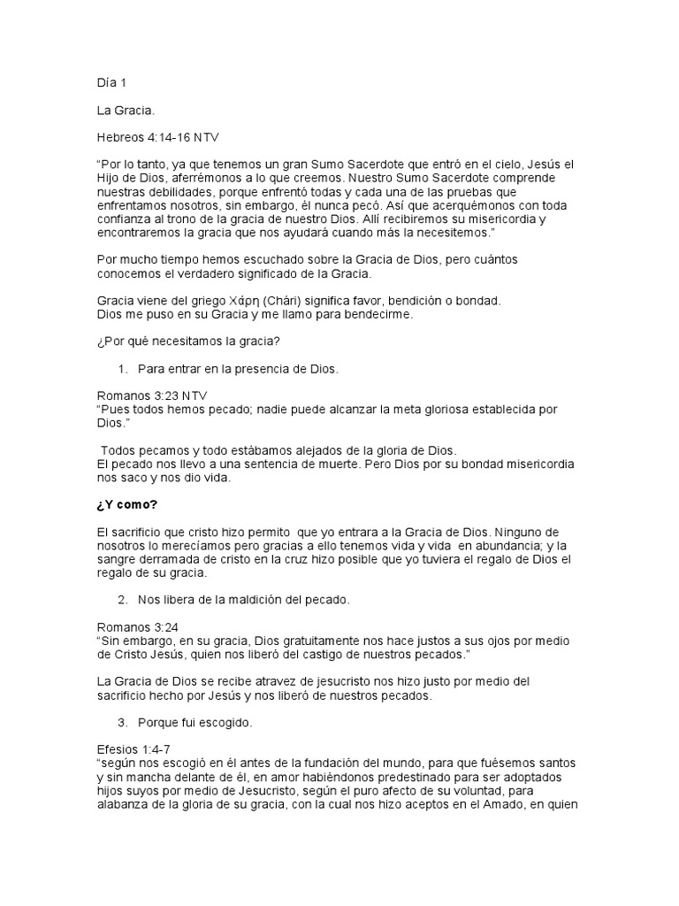 Entendiendo la Gracia de Dios | PDF | Gracia en el cristianismo | Pecado