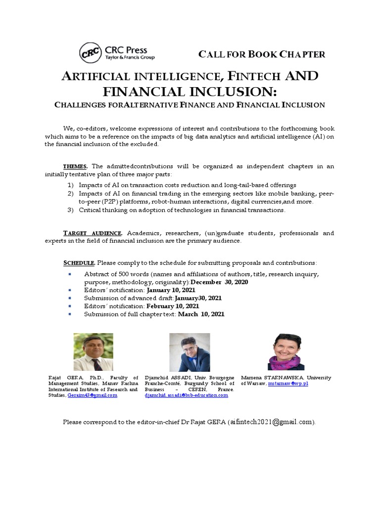 AI and Fintech for Financial Inclusion | PDF