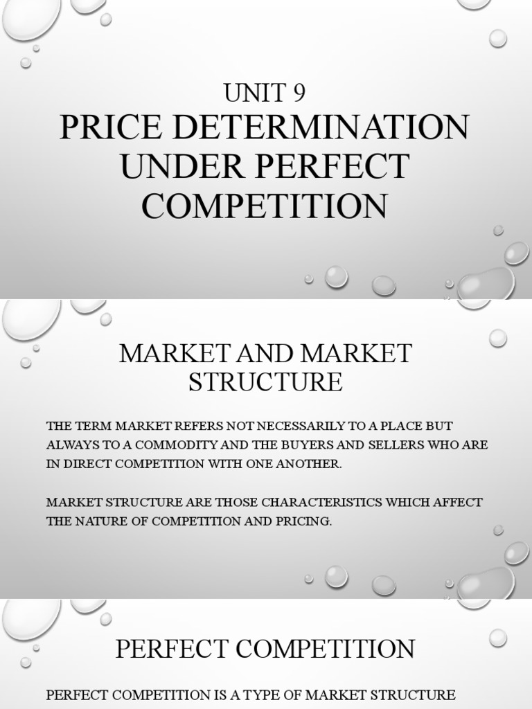 Price Determination Under Perfect Competition Unit 9 PDF Perfect Competition Long Run And