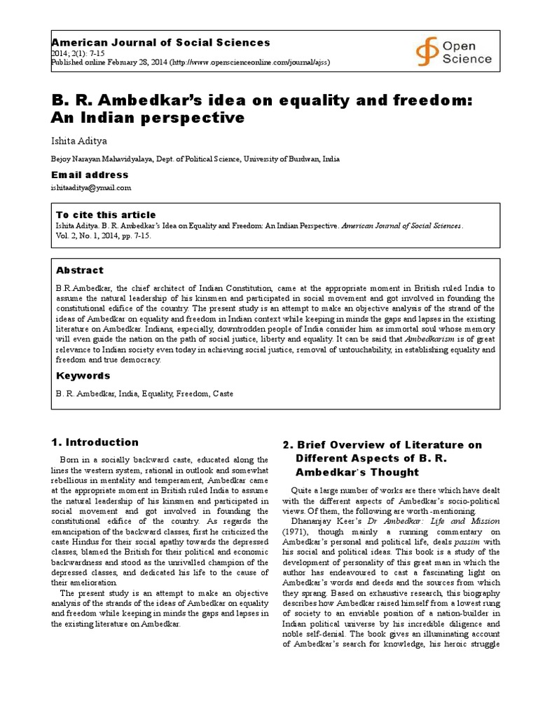 B R Ambedkar S Idea On Equality and Freedom An Indian Perspective PDF ...
