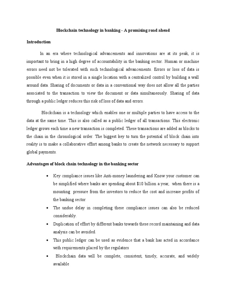 Blockchain Technology in Banking Benefits | PDF | Banks | Business