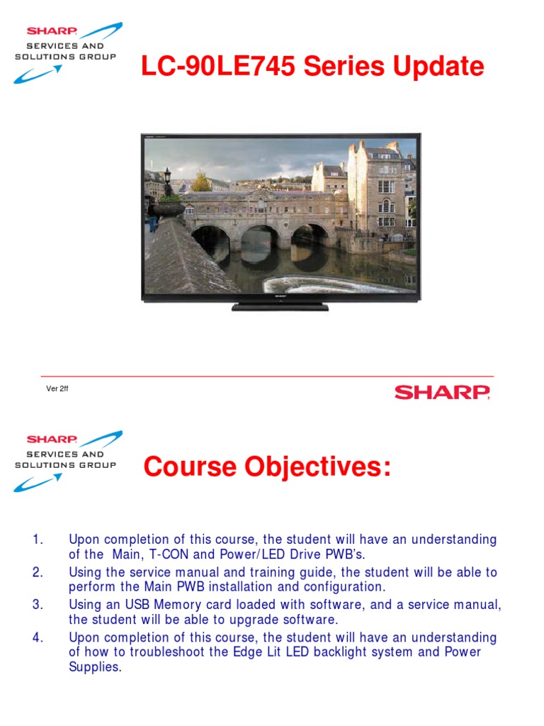 Sharp Lc90le745 Series Aquos Update PDF Troubleshooting Backlight