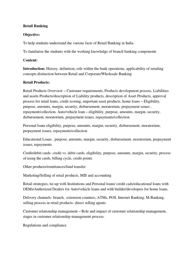 Retail Banking Guide for Students | PDF | Banks | Loans
