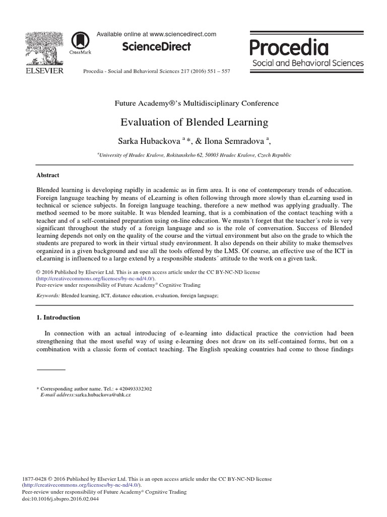 Evaluation Of Blended Learning Download Free Pdf Educational