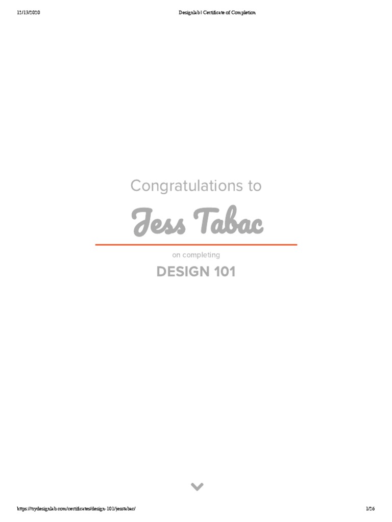 Design 101 Completion Certificate | PDF | Cognitive Science | Cognition