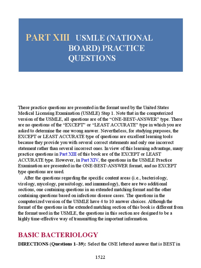 1522-1588 USMLE Questions | PDF | Streptococcus