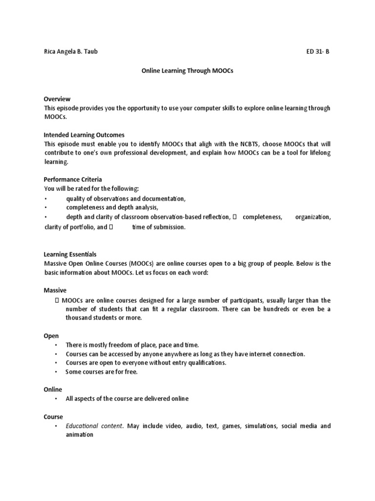 MOOCs for Teacher Professional Growth | PDF | Massive Open Online ...