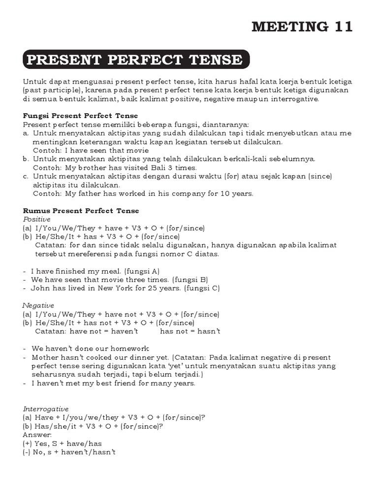 Present Perfect Tense | PDF