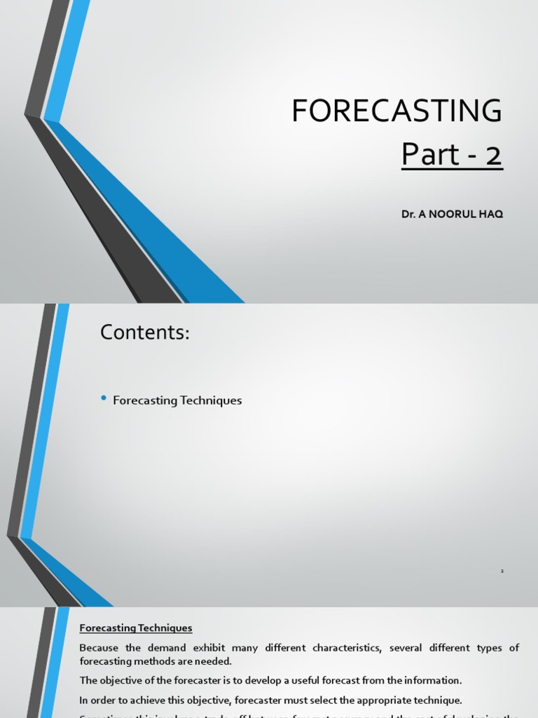 Part 2-Forecasting PDF | PDF | Forecasting | Scientific Method