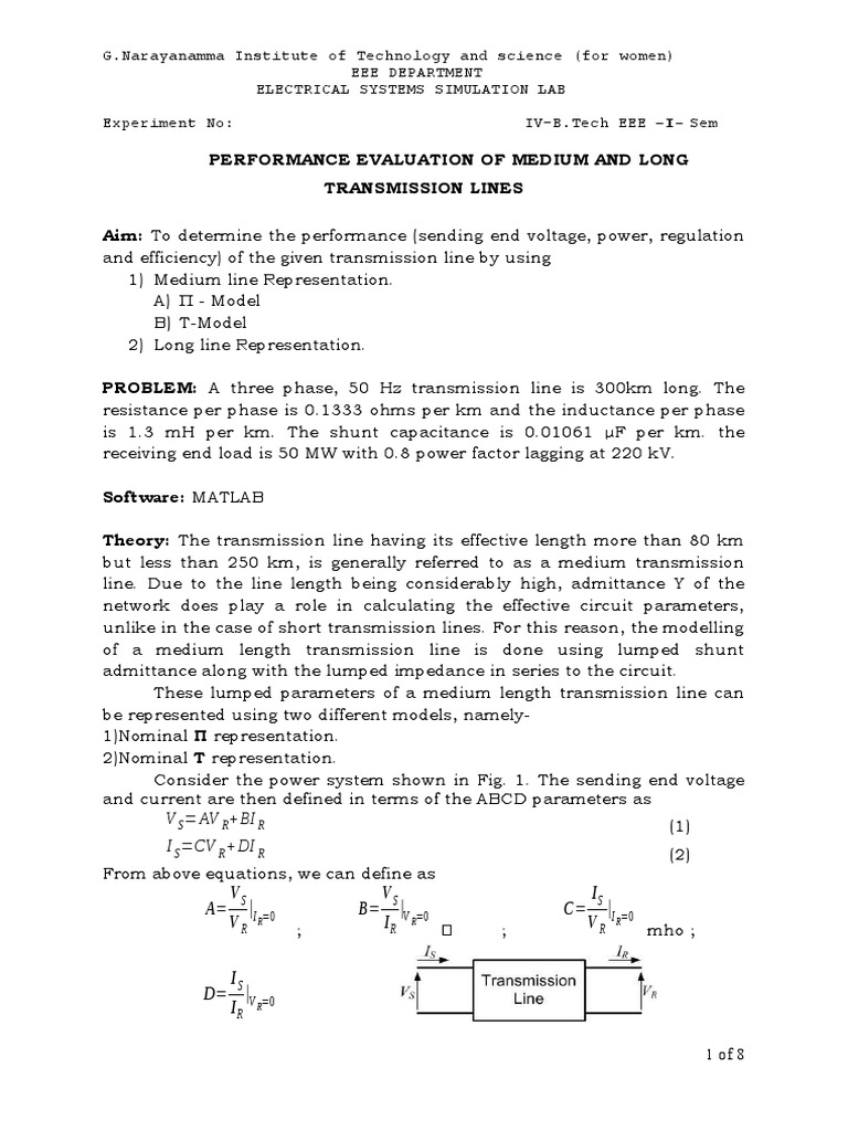 Performance Evaluation of Transmission Lines | PDF | Electric Power ...