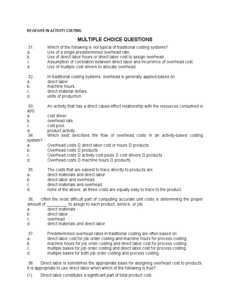 Multiple Choice Questions | PDF | Inventory | Cost