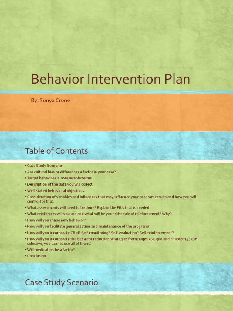 Comprehensive Behavior Intervention Plan | PDF