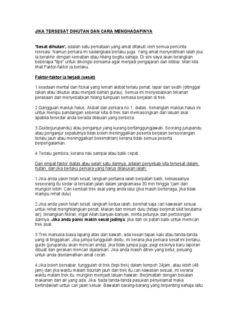 Jika Tersesat Dihutan Dan Cara Menghadapinya Pdf