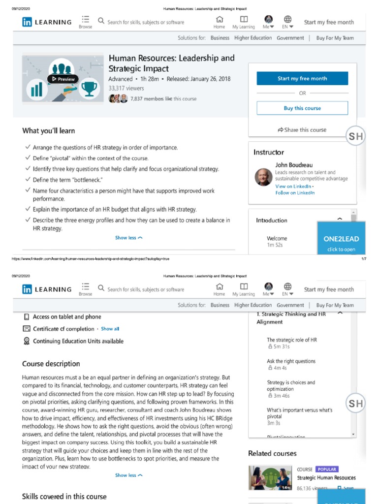 Human Resources - Leadership and Strategic Impact | PDF