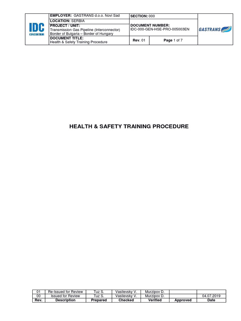 Health & Safety Training Procedure PDF Personal Protective