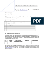 Format For Submission of Pre-Bid Queries and Registration
