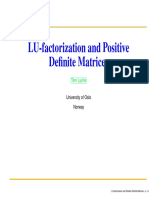 LU-factorization and Positive Definite Matrices: Tom Lyche