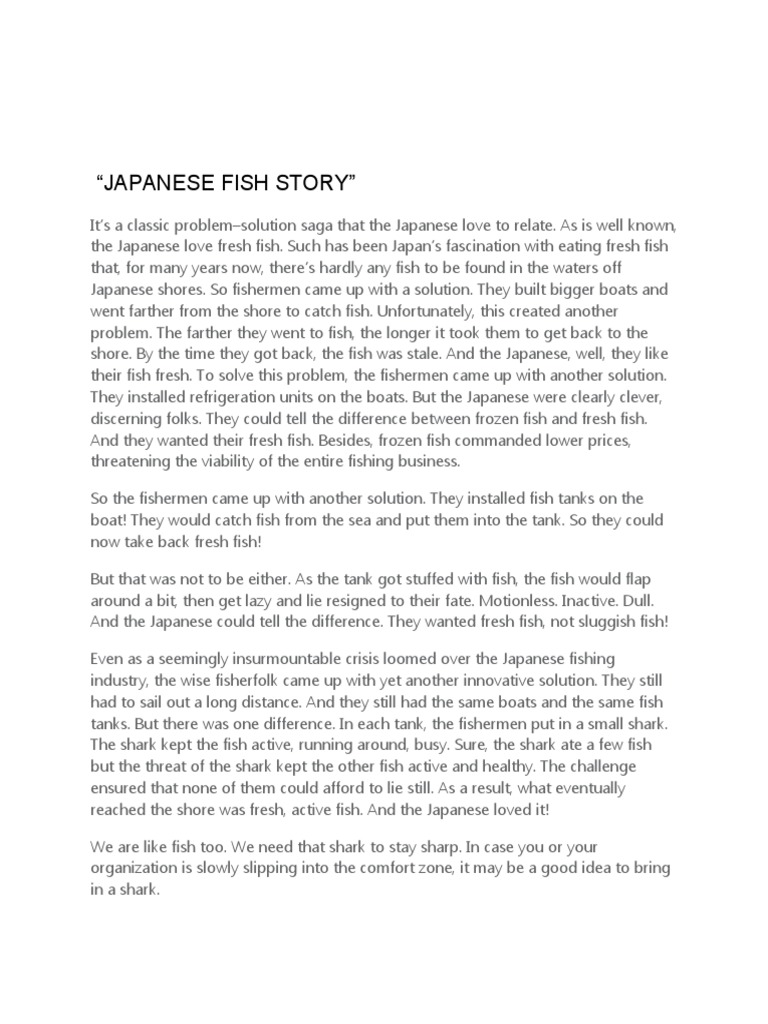 Japanese Fish Story: A Fresh Solution | PDF