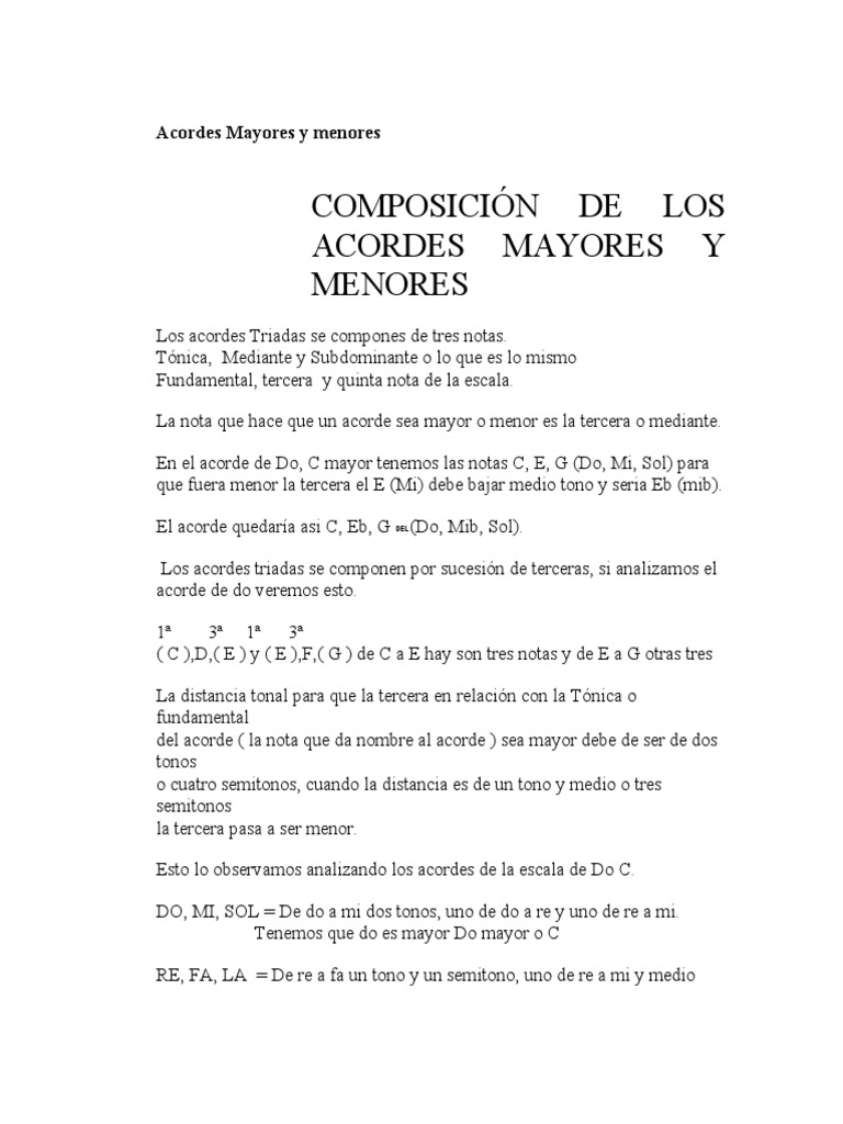 Acordes Menores y Mayores | PDF | Acorde (Música) | Escala (música)