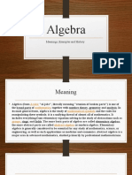 Algebra: Meanings, Examples and History