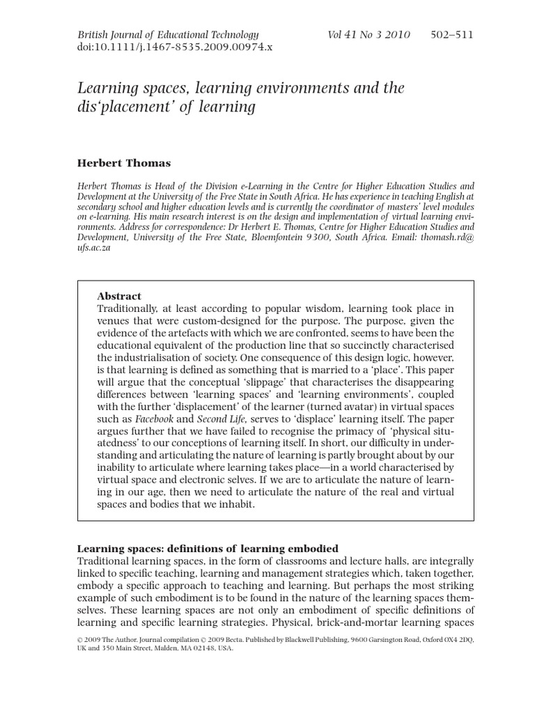 Learning Spaces Learning Environments | PDF | Educational Technology ...