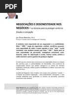 NEGOCIAÇÕES E DESONESTIDADE NOS NEGÓCIOS