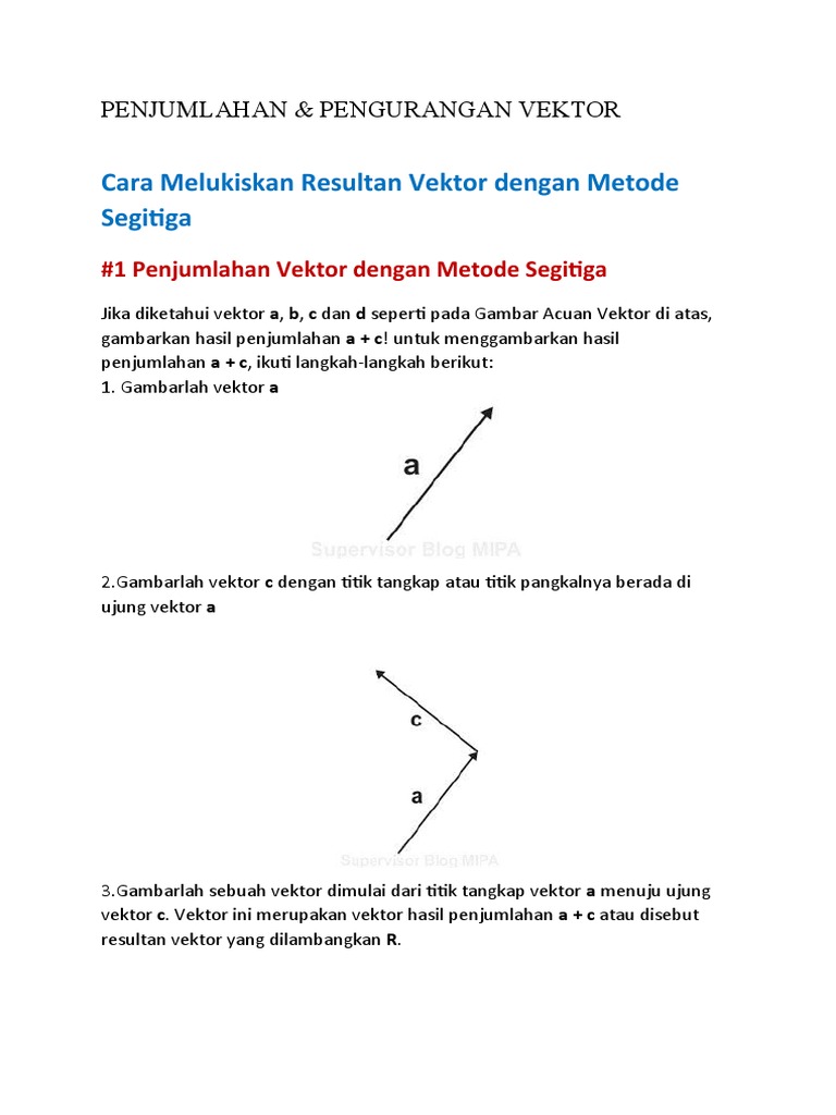 Penjumlahan dan Pengurangan Vektor Metode Segitiga | PDF