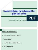 Course Syllabus For Advanced en Glish Book One: Sias International University