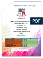 BGMEA Unive: Assignment Course Tittle: International Trade & Transaction Course Code: BUS 3101
