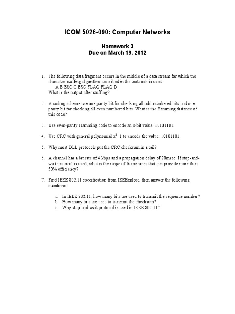 Computer Networks Homework 3 Solutions | PDF
