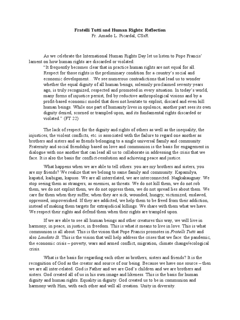 Fratelli Tutti and Human Rights | PDF | Idolatry | Salvation