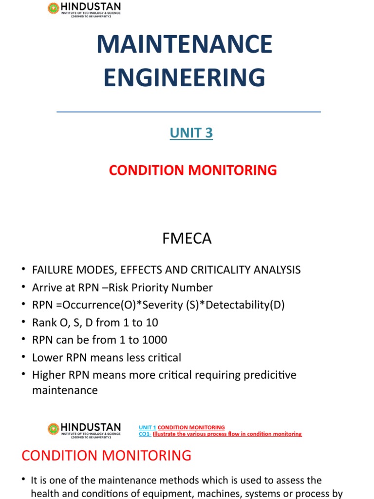 Unit III Condition Monitoring | Download Free PDF | Applied And ...
