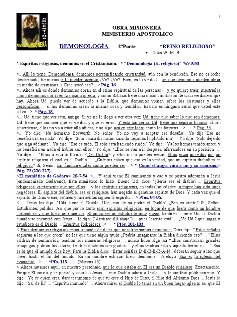 Demonología y Espíritus Religiosos | PDF | antecristo | Demonios