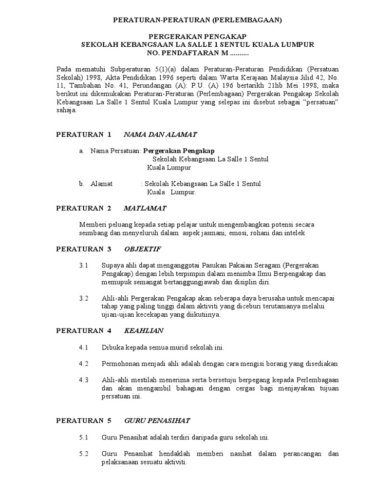Perlembagaan Unit Beruniform Pengakap Pdf