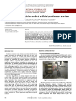 Manufacturing Methods For Medical Artificial Prostheses - A Review