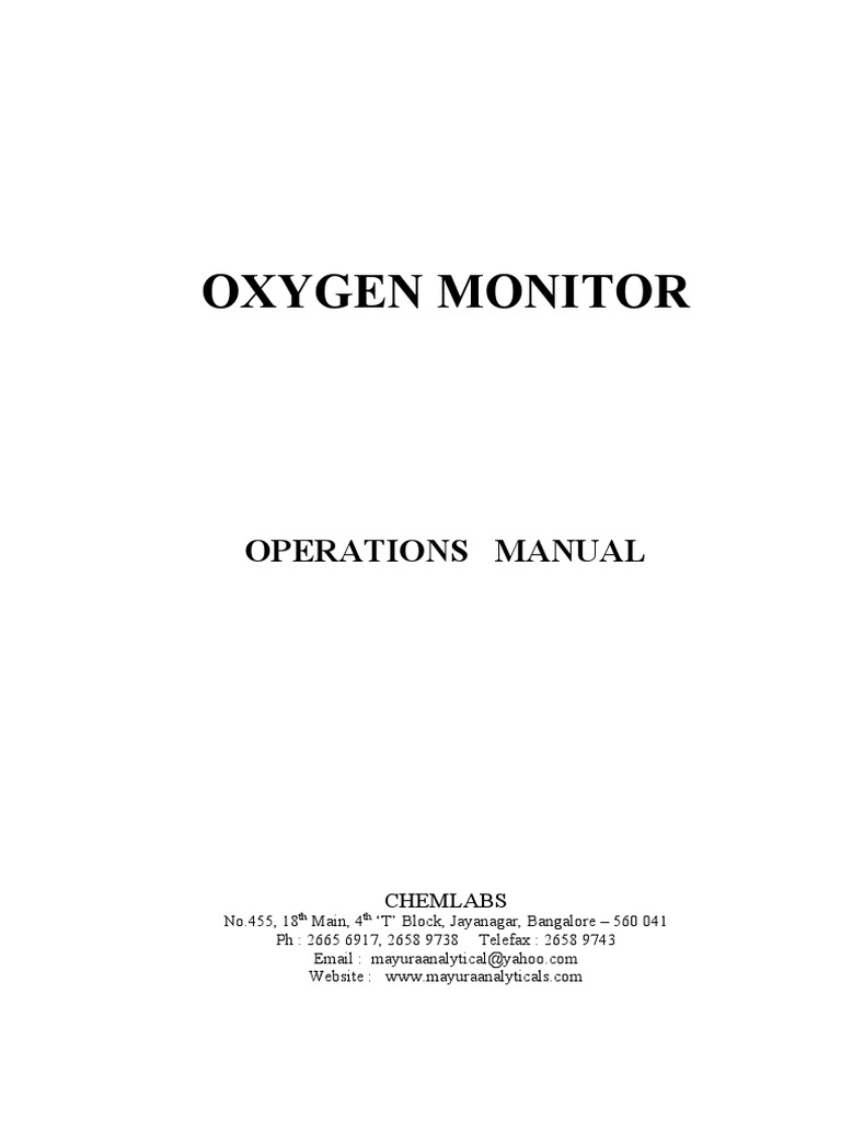 Oxygen Monitor Instruction Manual | PDF | Calibration | Oxygen